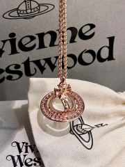 Uubags Vivienne Westwood Small Orb Necklace Pendant Clear Pink Gold  - 2
