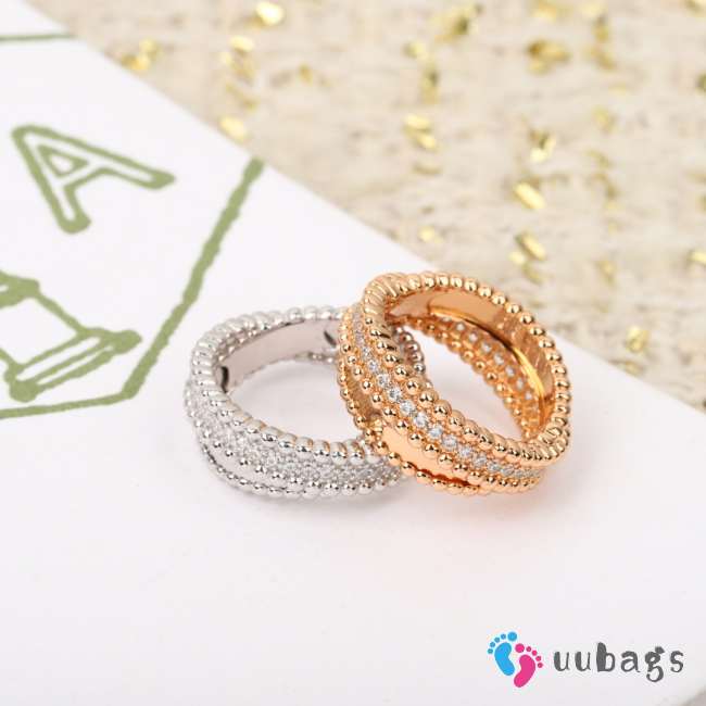 Uubags Van Cleef & Arpels Perlée diamonds duo ring 18K rose gold - 1