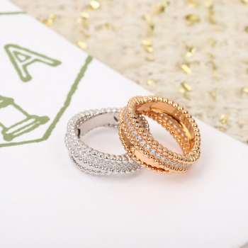 Uubags Van Cleef & Arpels Perlée diamonds duo ring 18K rose gold