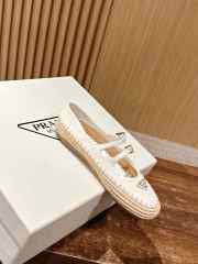 Uubags Prada nappa leather and raffia ballerinas in ivory - 4