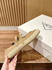 Uubags Prada nappa leather and raffia ballerinas in light beige - 2