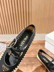 Uubags Prada nappa leather and raffia ballerinas in black - 4