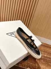 Uubags Prada nappa leather and raffia ballerinas in black - 3