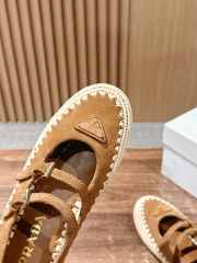 Uubags Prada nappa leather and raffia ballerinas in light brown - 4