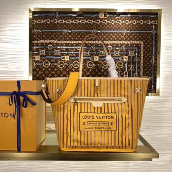 Uubags Louis Vuitton M11947 Neverfull Bandoulière Bag Inside Out MM Monogram/Jaune Safran 31x28x14cm