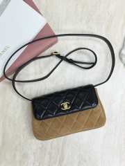 Uubags Chanel suede flap bag black sheepskin and beige suede 11.5x19.5x5cm - 6