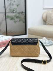 Uubags Chanel suede flap bag black sheepskin and beige suede 11.5x19.5x5cm - 5