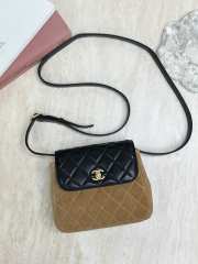Uubags Chanel small suede flap bag black sheepskin and beige suede 18.5x15x5cm - 3