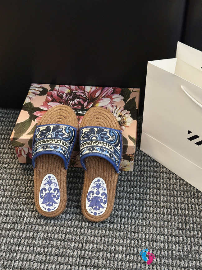 Uubags Dolce & Gabbana Espadrille Slide Sandals In Blue - 1