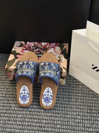 Uubags Dolce & Gabbana Espadrille Slide Sandals In Blue