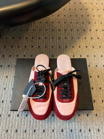 Uubags Prada Collapse re-nylon and suede mules 01