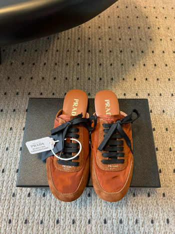Uubags Prada Collapse re-nylon and suede mules 03