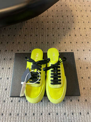 Uubags Prada Collapse re-nylon and suede mules 05