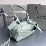 Uubags Balenciaga Carrie small Bowling bag in mineral green calfskin with aged silver hardware - 5