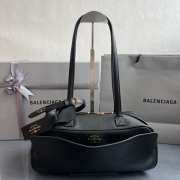 Uubags Balenciaga Carrie small Bowling bag in black calfskin with antique silver hardware - 1