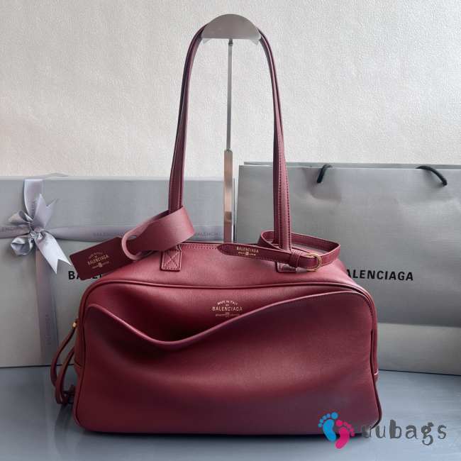 Uubags Balenciaga Carrie Bowling bag in red calfskin with aged silver hardware 36x16x18.7cm - 1