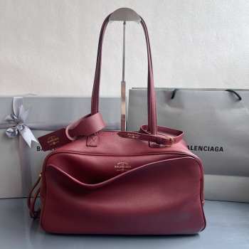 Uubags Balenciaga Carrie Bowling bag in red calfskin with aged silver hardware 36x16x18.7cm