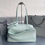 Uubags Balenciaga Carrie Bowling bag in mineral green calfskin with aged silver hardware 36x16x18.7cm - 1