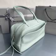 Uubags Balenciaga Carrie Bowling bag in mineral green calfskin with aged silver hardware 36x16x18.7cm - 2