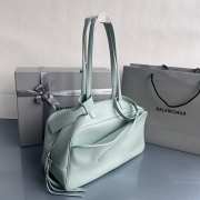 Uubags Balenciaga Carrie Bowling bag in mineral green calfskin with aged silver hardware 36x16x18.7cm - 3