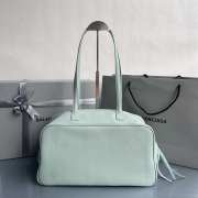 Uubags Balenciaga Carrie Bowling bag in mineral green calfskin with aged silver hardware 36x16x18.7cm - 4