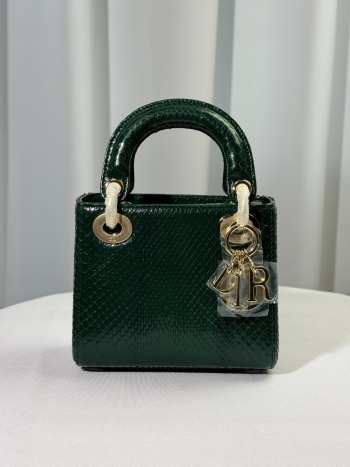 Uubags Dior lady Green Python Leather Bag 17cm