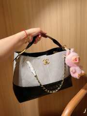 Uubags Chanel Shopping Bag Suede, Sheepskin & Gold Grey & Black 34x25x12cm - 6