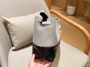 Uubags Chanel Shopping Bag Suede, Sheepskin & Gold Grey & Black 34x25x12cm - 3