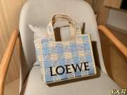 Uubags Loewe Font tote in raffia bag natural/light blue 30x24x13cm - 1