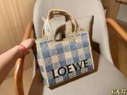 Uubags Loewe Font tote in raffia bag natural/light blue 30x24x13cm - 5