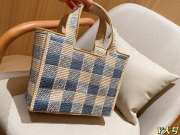 Uubags Loewe Font tote in raffia bag natural/light blue 30x24x13cm - 3
