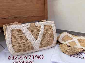 Uubags Valentino Garavani Viva Superstar Medium Shopping Bag In Raffia 37x24x9cm