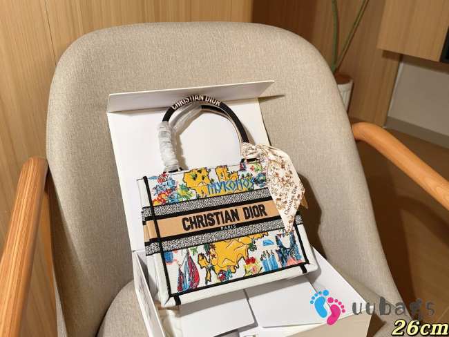 Uubags Christian Dior Book Tote Canvas Bag White 27x22x13cm - 1
