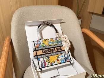 Uubags Christian Dior Book Tote Canvas Bag White 27x22x13cm