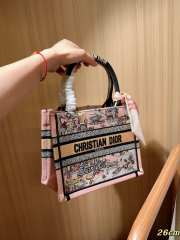Uubags Christian Dior Book Tote Embroidered Canvas Bag In Pink 26.5x22x14cm - 6