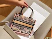 Uubags Christian Dior Book Tote Embroidered Canvas Bag In Pink 26.5x22x14cm - 2