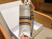 Uubags Christian Dior Book Tote Canvas Large Bag White 42cm - 5