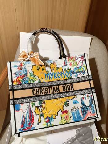 Uubags Christian Dior Book Tote Canvas Large Bag White 42cm