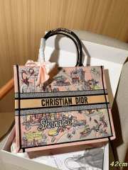 Uubags Christian Dior Book Tote Embroidered Canvas Large Bag In Pink 42cm - 3