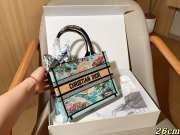 Uubags Christian Dior Book Tote Embroidered Canvas Bag In Blue 26.5x22x14cm - 5