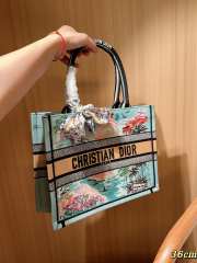 Uubags Christian Dior Book Tote Embroidered Canvas Medium Bag In Blue 36cm - 2