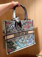 Uubags Christian Dior Book Tote Embroidered Canvas Large Bag In Blue 42cm - 5