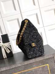 Uubags Chanel 25 Small Bag Wool Tweed & Gold-Tone Metal Black 30x26x14cm - 6