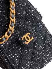 Uubags Chanel 25 Small Bag Wool Tweed & Gold-Tone Metal Black 30x26x14cm - 3