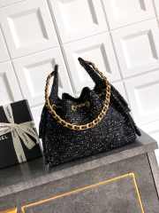 Uubags Chanel 25 Small Bag Wool Tweed & Gold-Tone Metal Black 30x26x14cm - 2