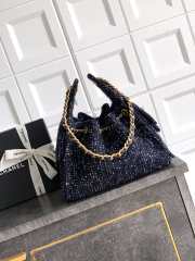 Uubags Chanel 25 Small Bag Wool Tweed & Gold-Tone Metal Blue 30x26x14cm - 5