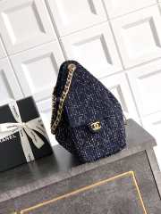 Uubags Chanel 25 Small Bag Wool Tweed & Gold-Tone Metal Blue 30x26x14cm - 4