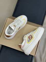 Uubags Fendi Match lace-up sneakers cream leather and mesh platform low-tops yellow - 5