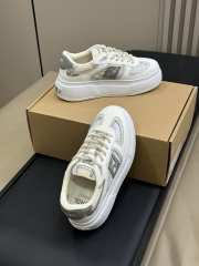 Uubags Fendi Match lace-up sneakers cream leather and mesh platform low-tops grey - 3