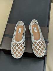 Uubags Alaia Grege Cage Ballet Flats In Silver Patent Calfskin  - 1